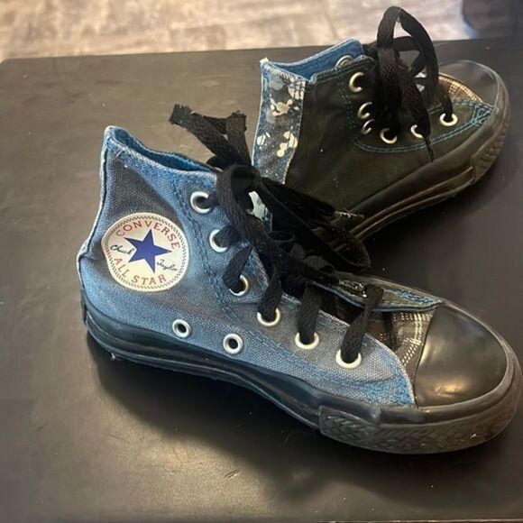 Boys Converse All Star Sneakers size 10.5 Blue/black/camo/plaid - Picture 1 of 11